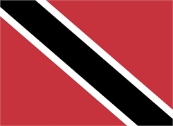 [ai] The national flag of Trinidad and Tobago, featuring a red background with a diagonal black stripe bordered by white stripes, extending from the top left to the bottom right.